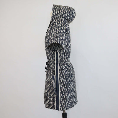 Christian Dior Navy Blue Oblique Jacquard Hooded Mini Dress
