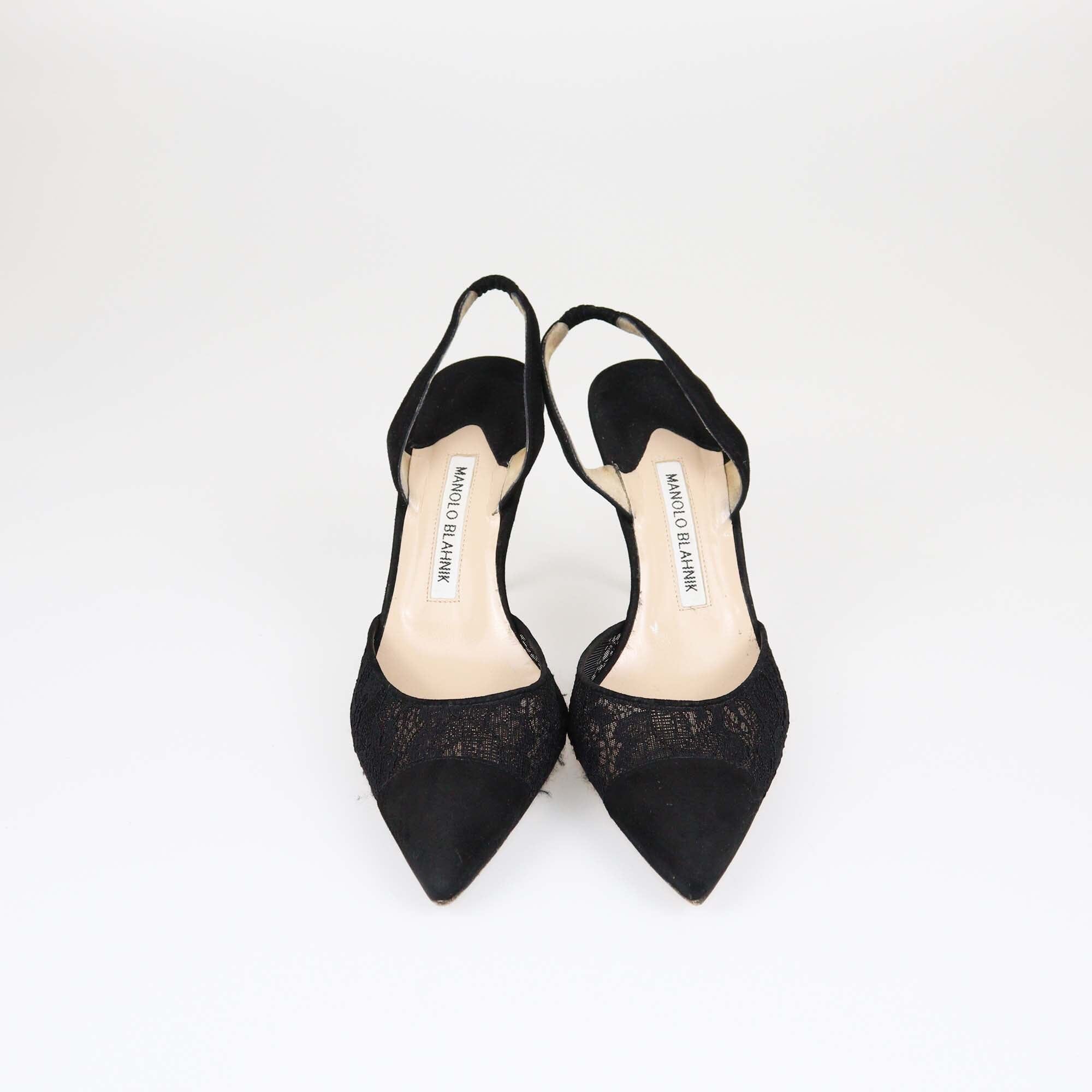 Manolo Blahnik Black Pointed Toe Slingback Pumps Womens Manolo Blahnik 