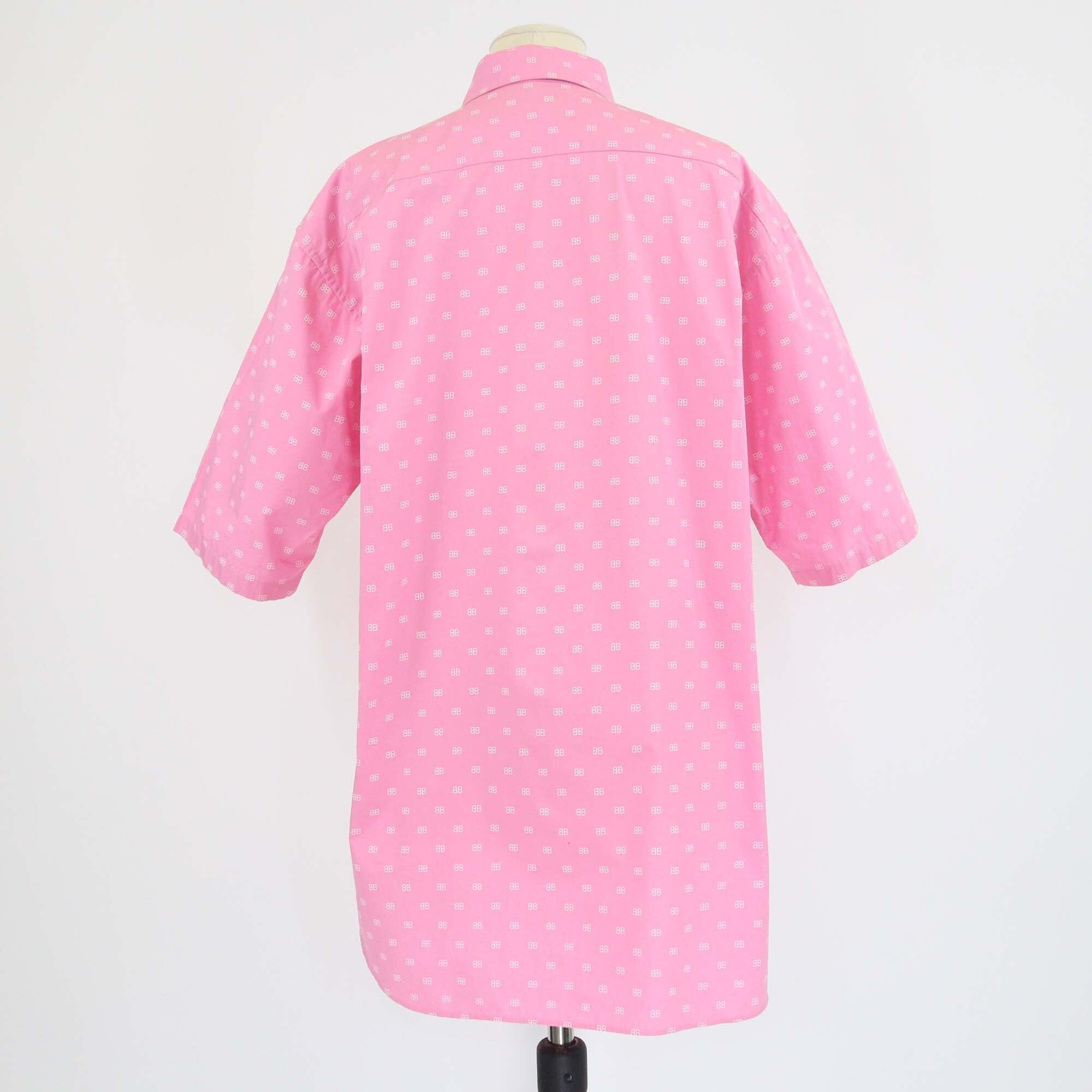 Balenciaga Pink BB Print Oversized Shirt Womens Balenciaga 