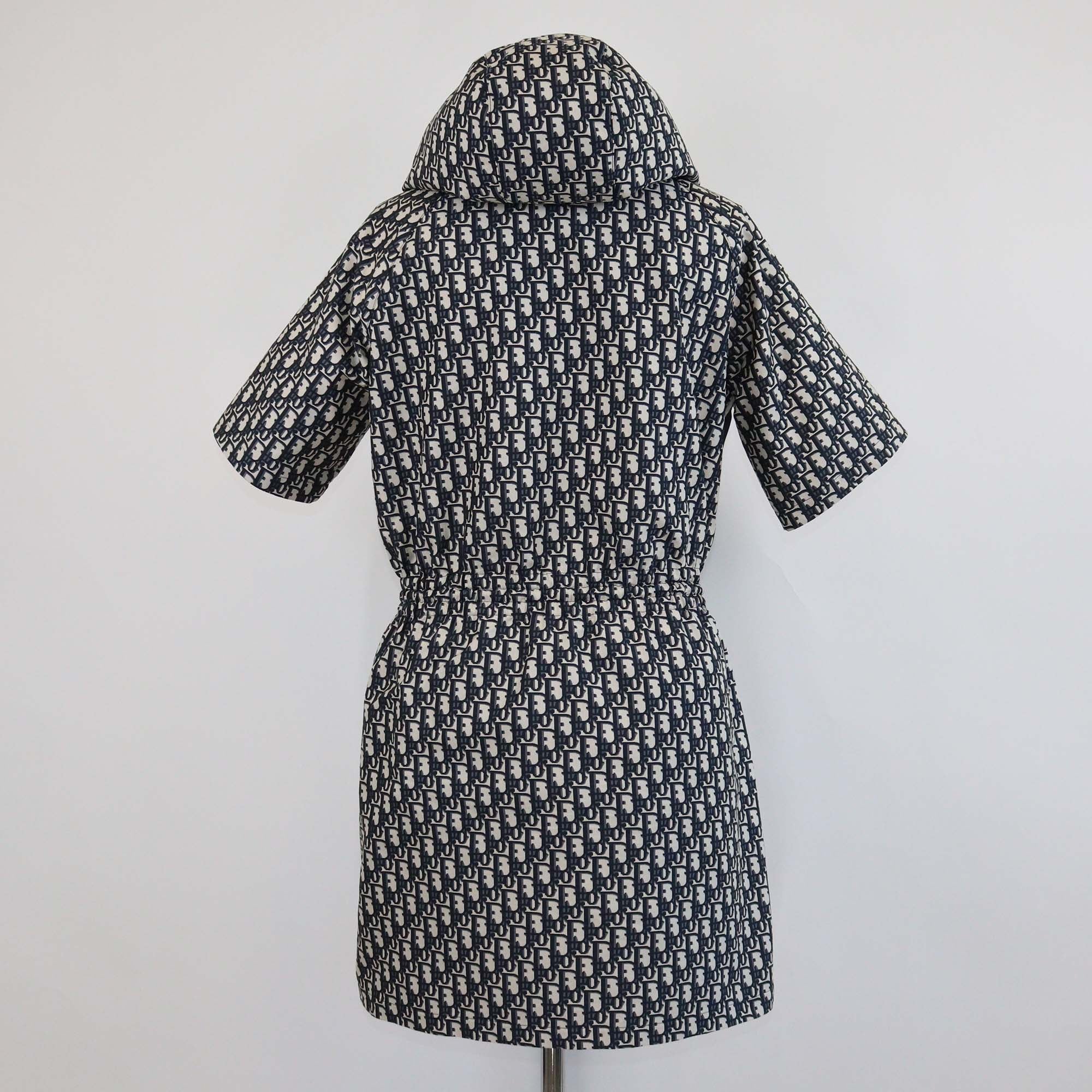 Christian Dior Navy Blue Oblique Jacquard Hooded Mini Dress