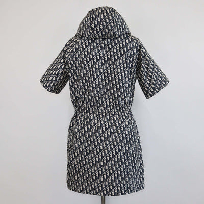 Christian Dior Navy Blue Oblique Jacquard Hooded Mini Dress
