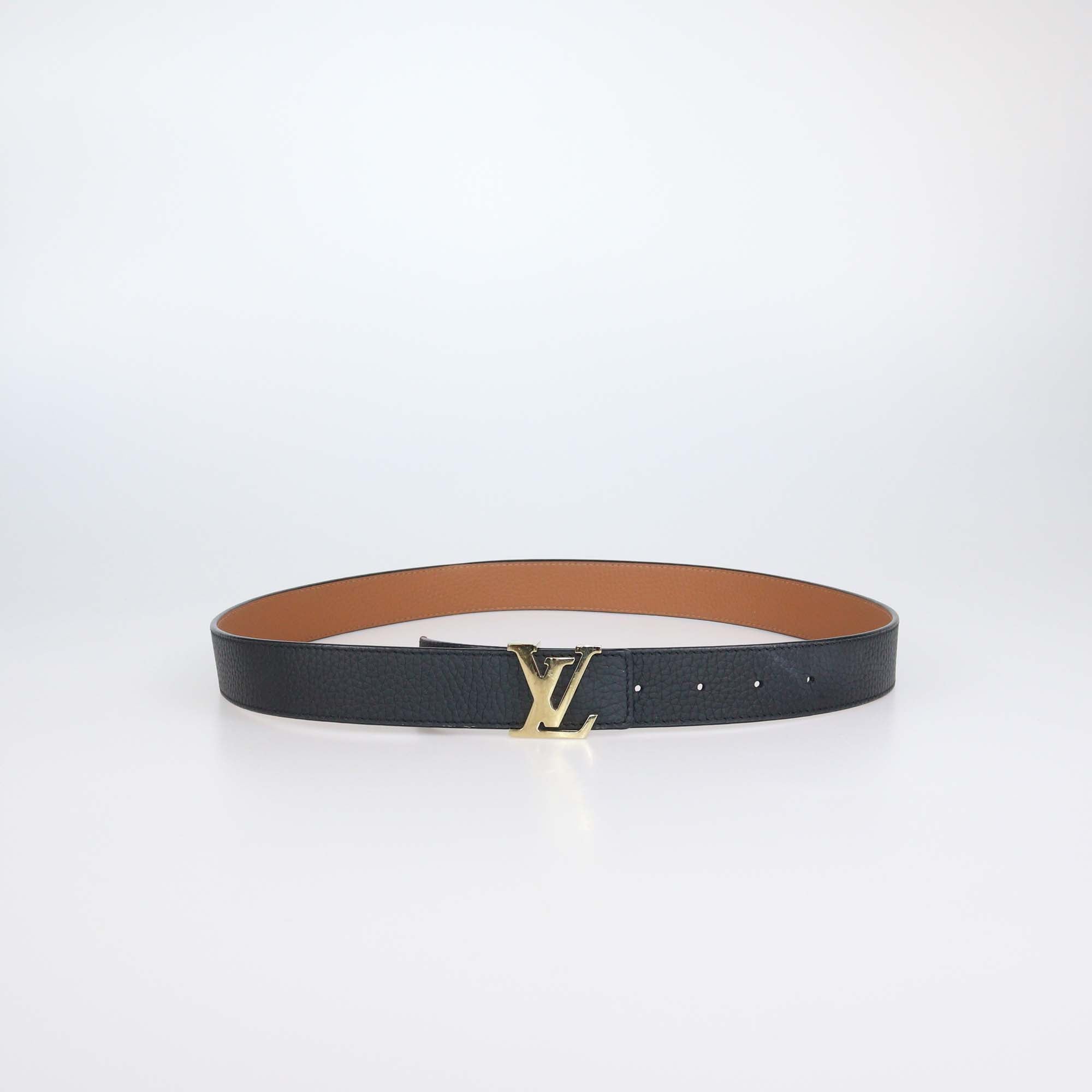 Louis Vuitton Black/Brown Leather Reversible 30mm Initials Belt