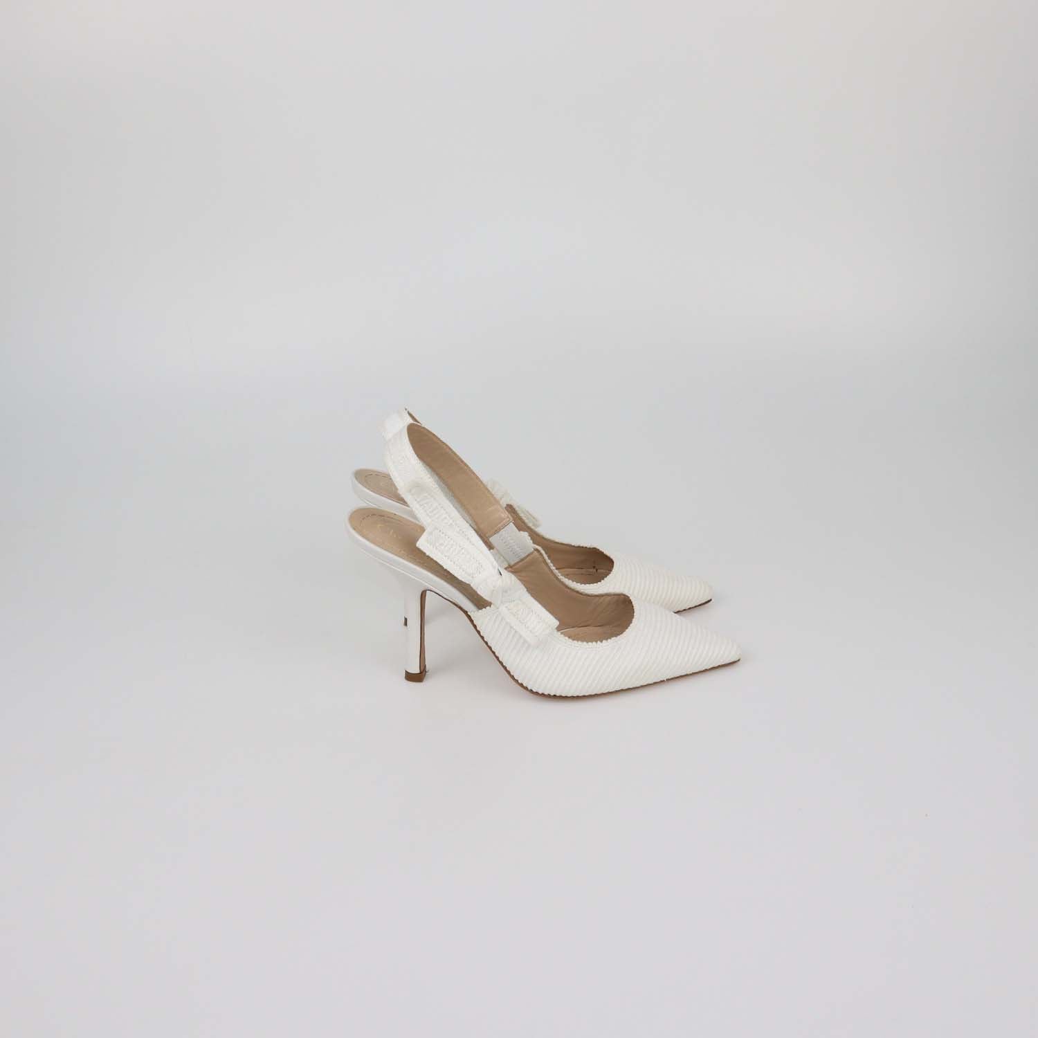 Christian Dior White Fabric J'Adior Slingback Pumps