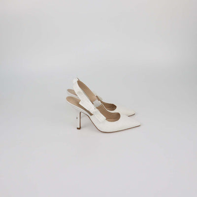 Christian Dior White Fabric J'Adior Slingback Pumps