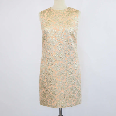 Dolce & Gabbana Peach/Gold Blend Fabric Brocade Sleeveless Dress