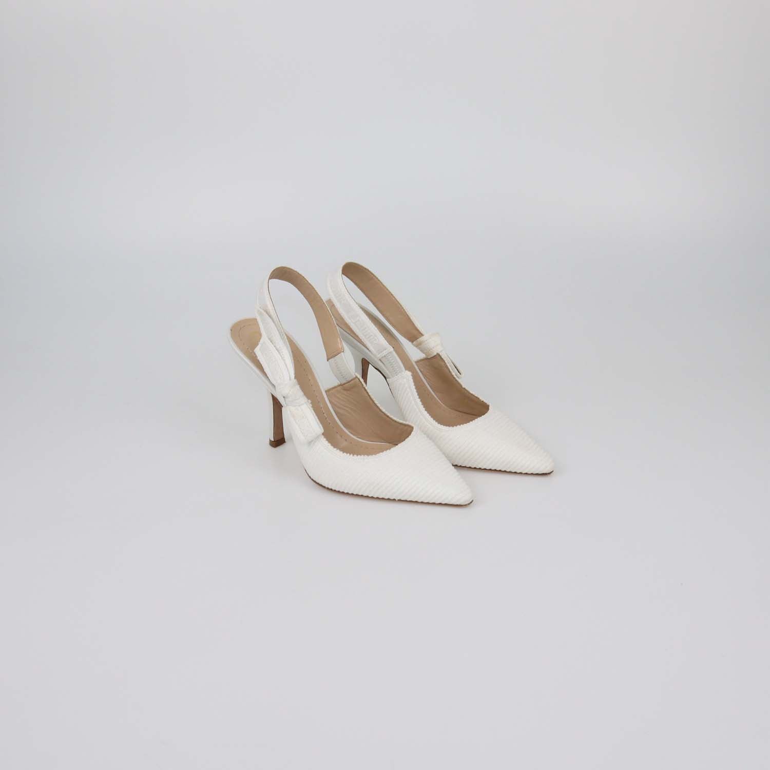 Christian Dior White Fabric J'Adior Slingback Pumps