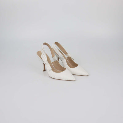 Christian Dior White Fabric J'Adior Slingback Pumps