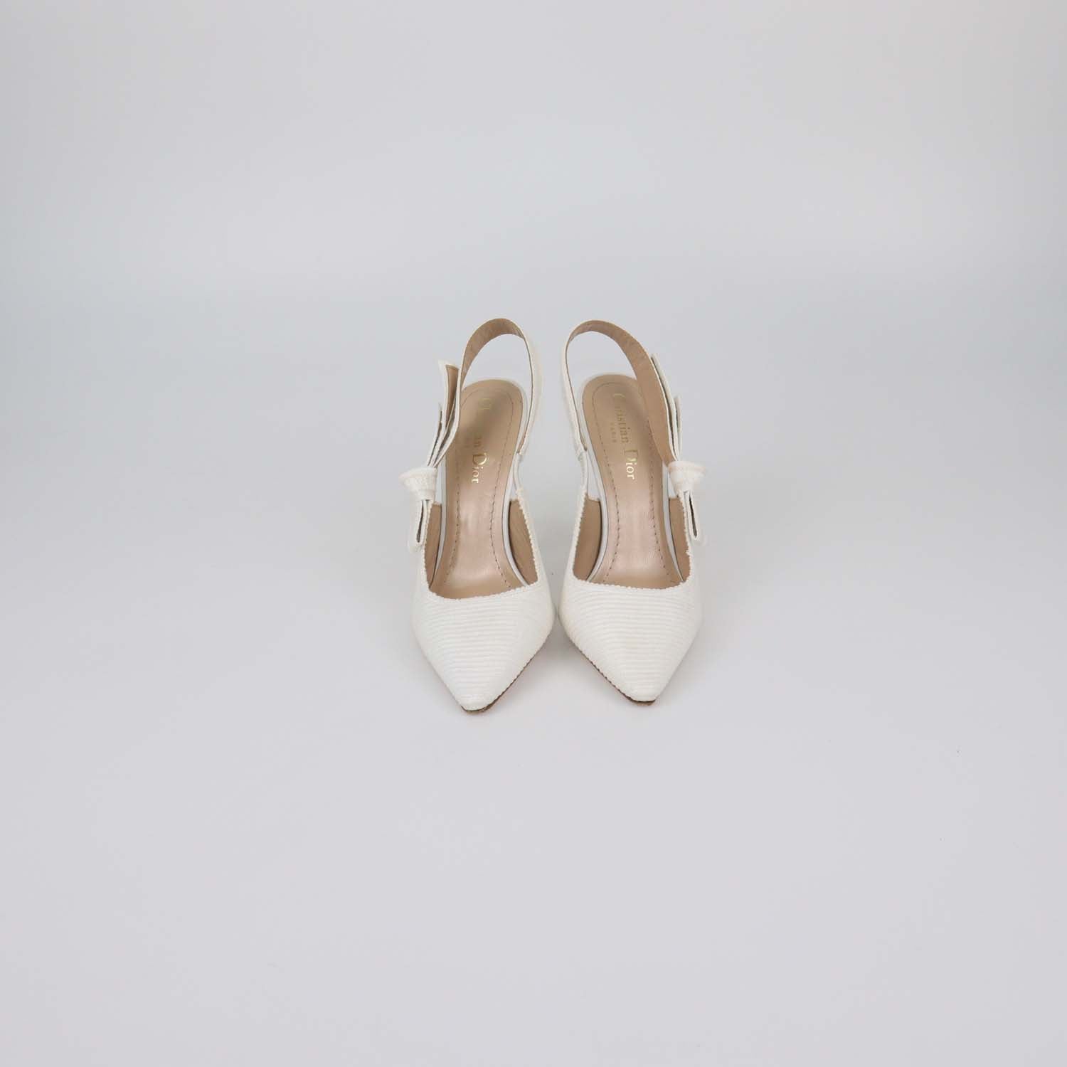 Christian Dior White Fabric J'Adior Slingback Pumps