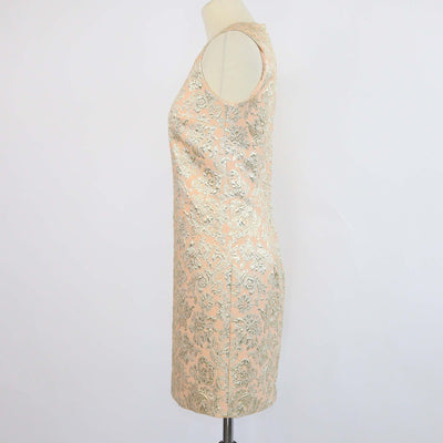 Dolce & Gabbana Peach/Gold Blend Fabric Brocade Sleeveless Dress