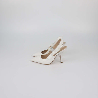 Christian Dior White Fabric J'Adior Slingback Pumps