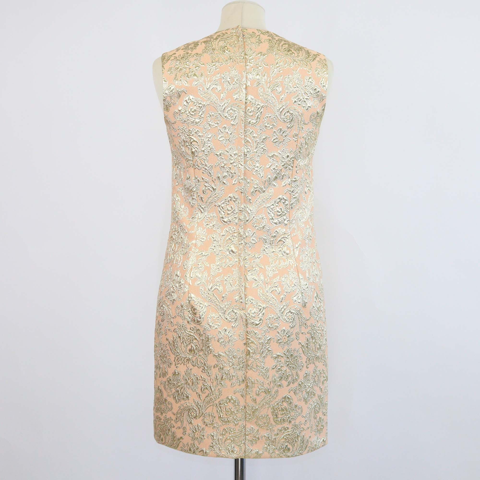 Dolce & Gabbana Peach/Gold Blend Fabric Brocade Sleeveless Dress