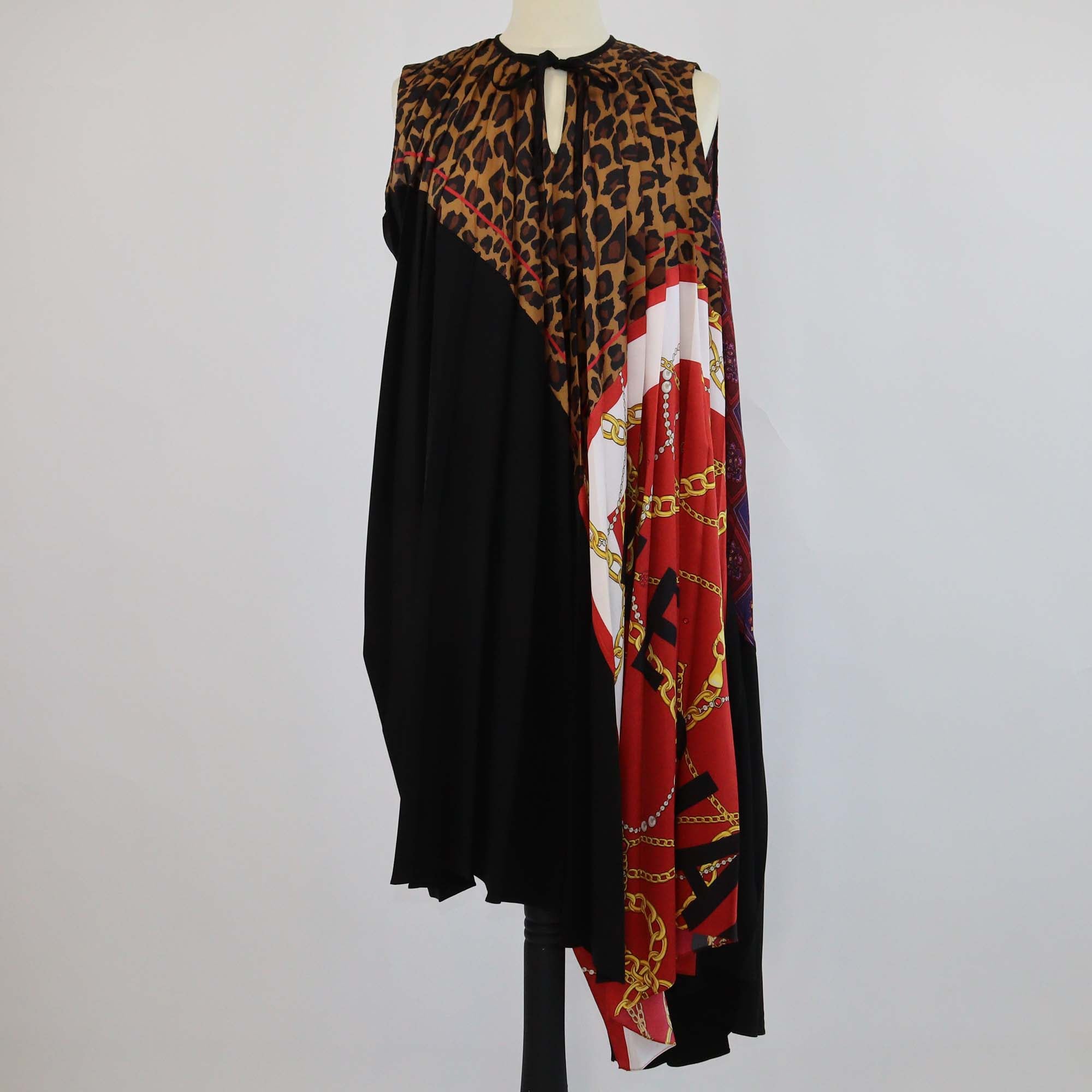 Balenciaga Multicolor Jersey Multi Print Pleated Midi Dress