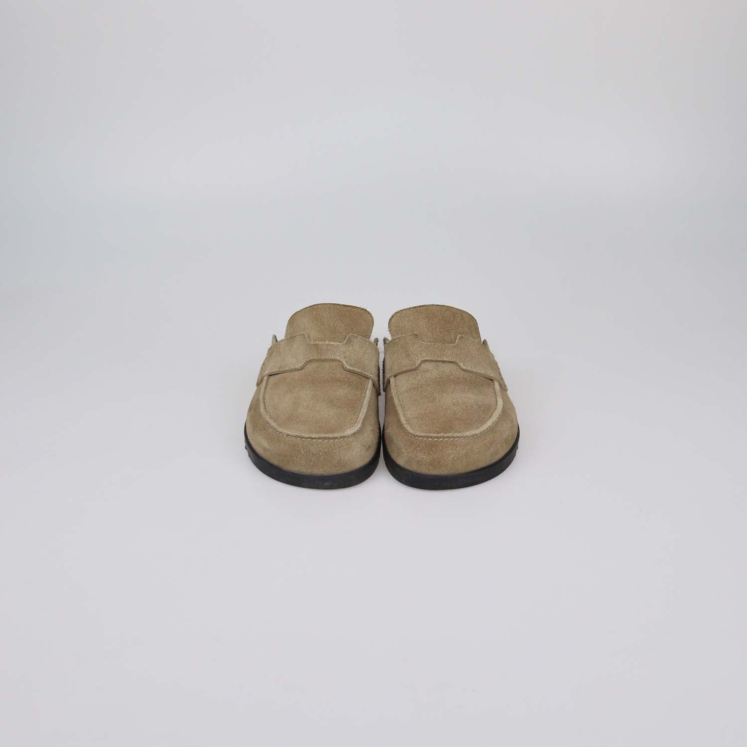 Hermes Beige Suede Go Mules