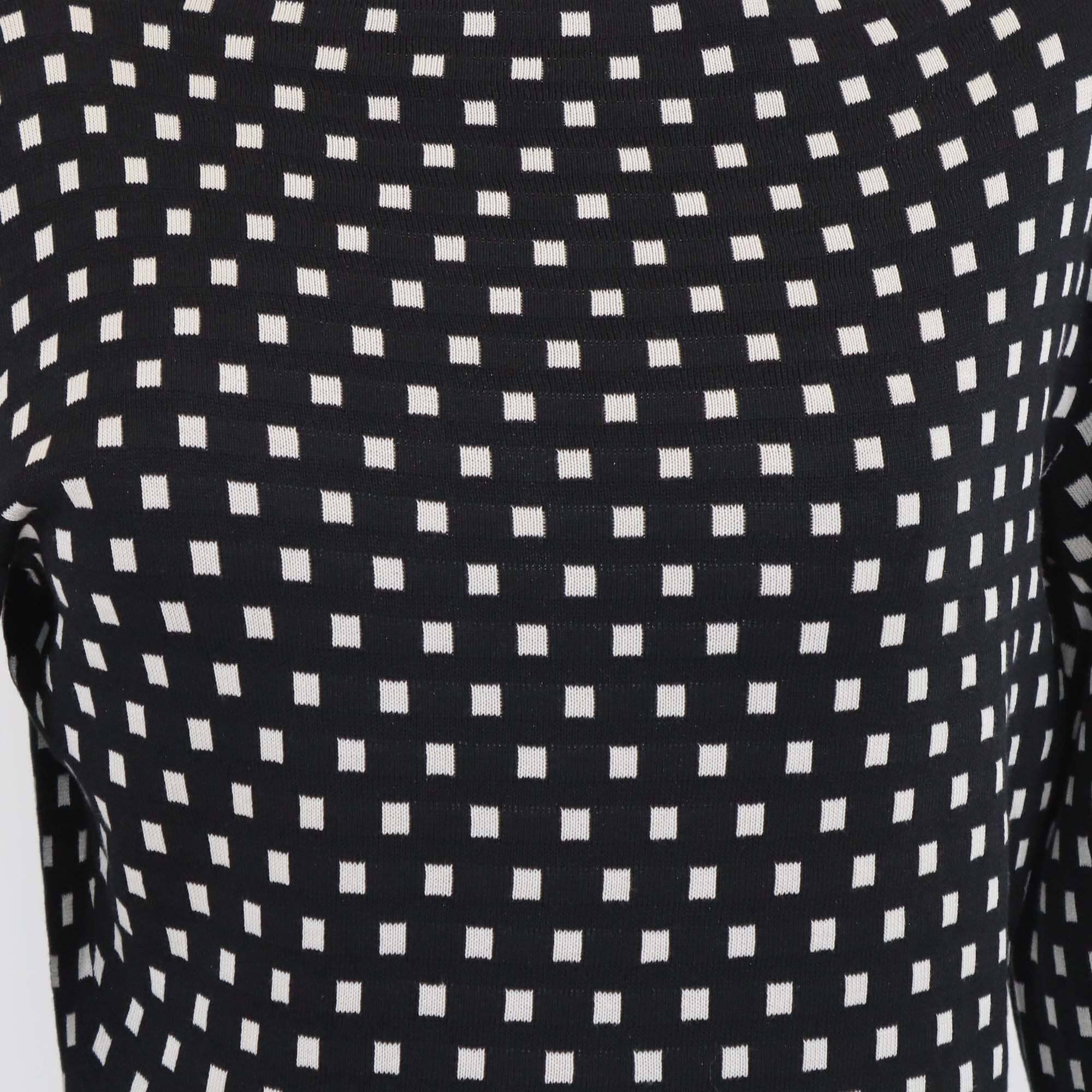 Christian Dior Black/White Patterned Bateau Neckline Long Sleeve Tops Womens Christian Dior 