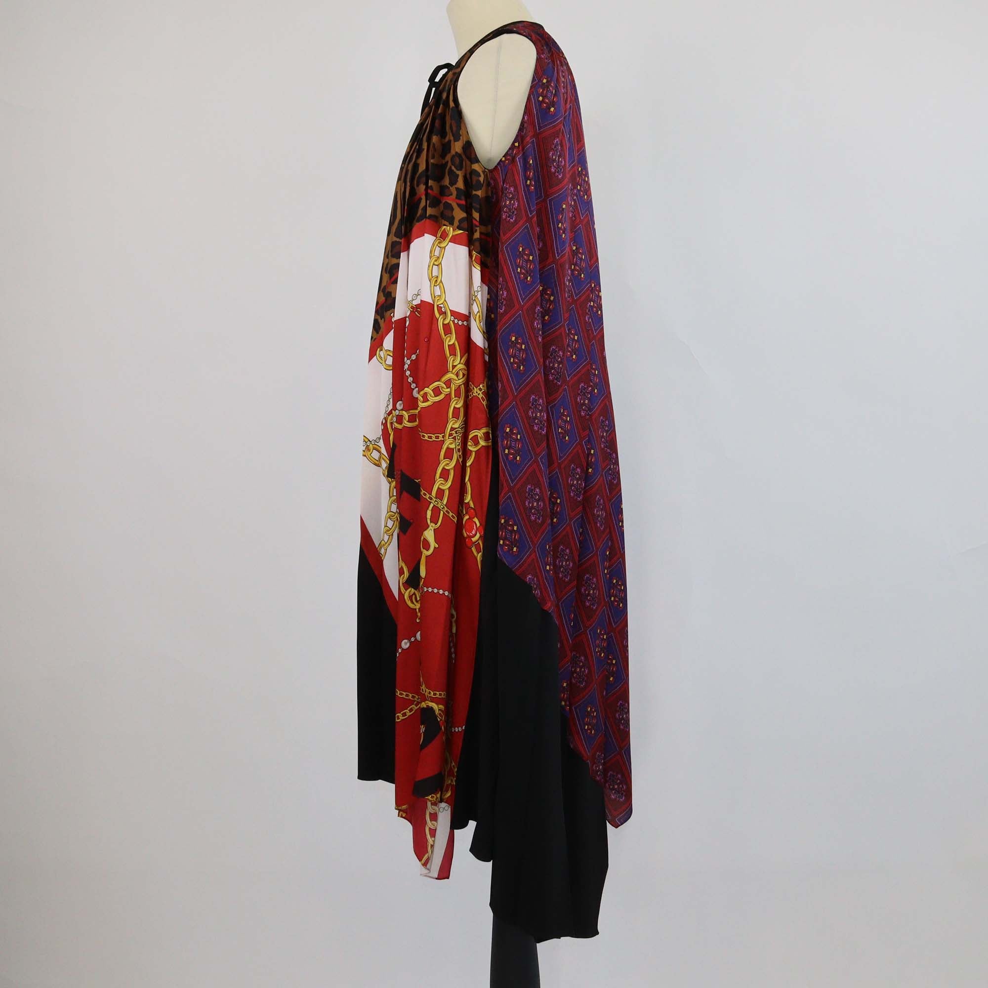 Balenciaga Multicolor Jersey Multi Print Pleated Midi Dress