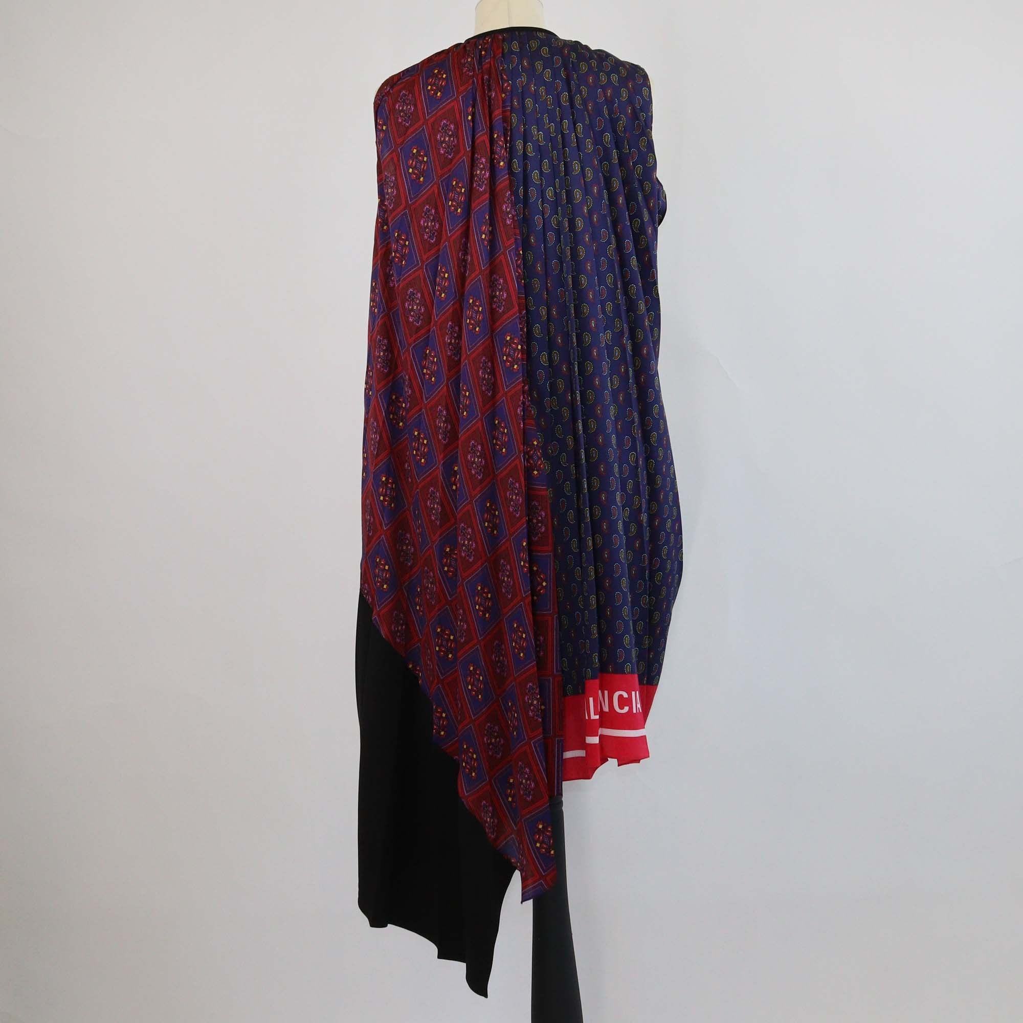 Balenciaga Multicolor Jersey Multi Print Pleated Midi Dress