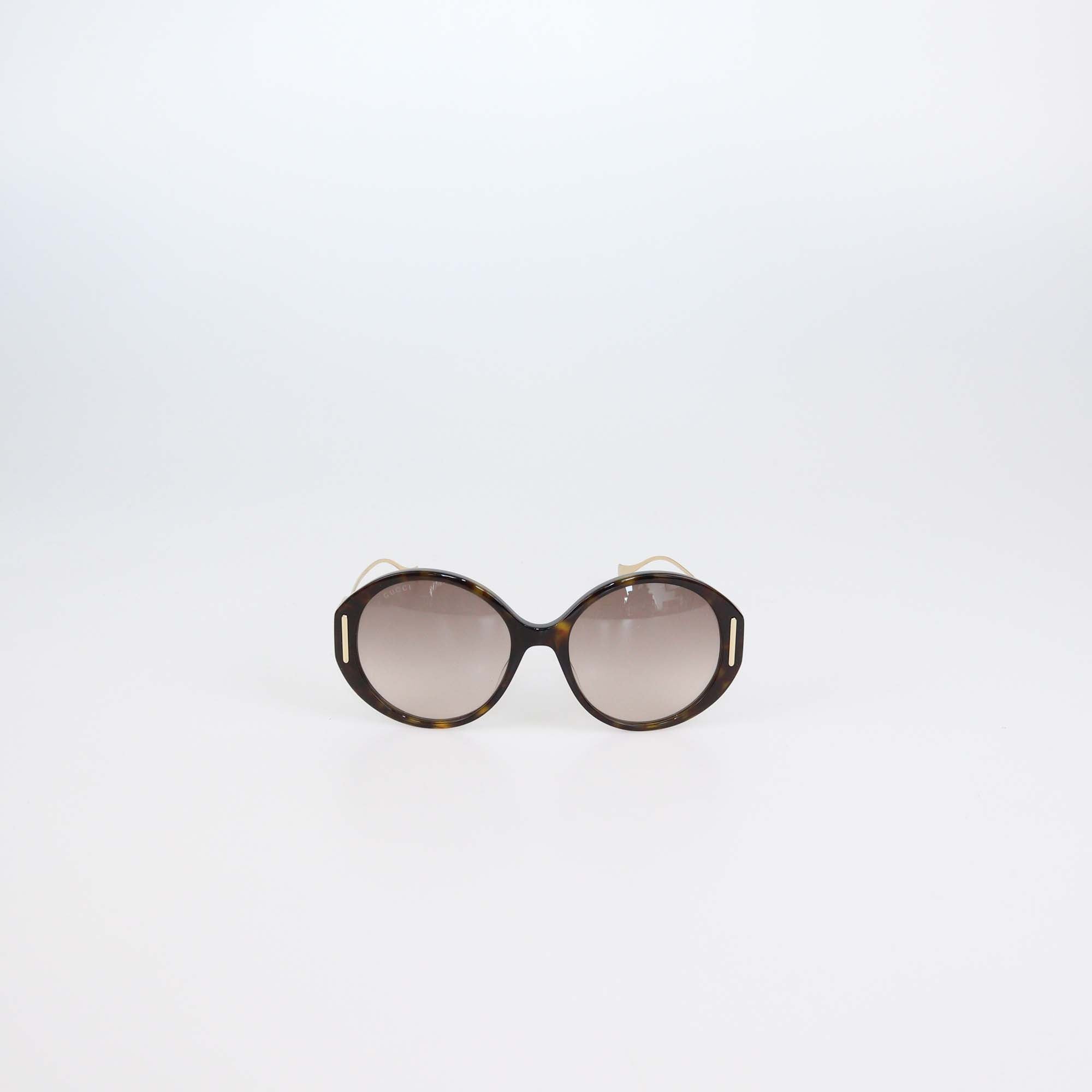 Gucci Brown Tortoise Gradient GG Round Sunglasses