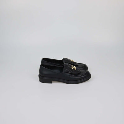 Chanel Black Quilted Leather CC Turnlock Loafers