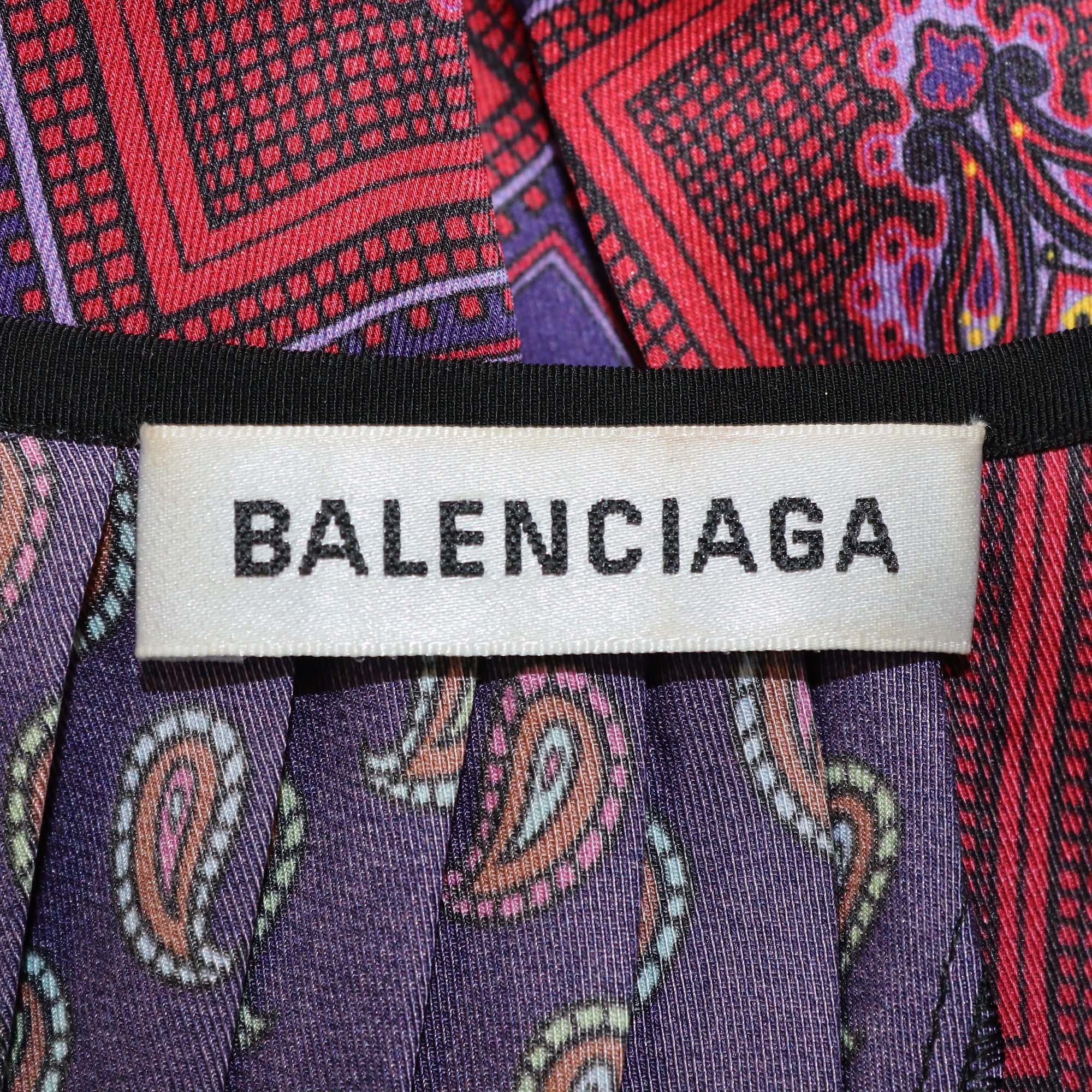 Balenciaga Multicolor Jersey Multi Print Pleated Midi Dress