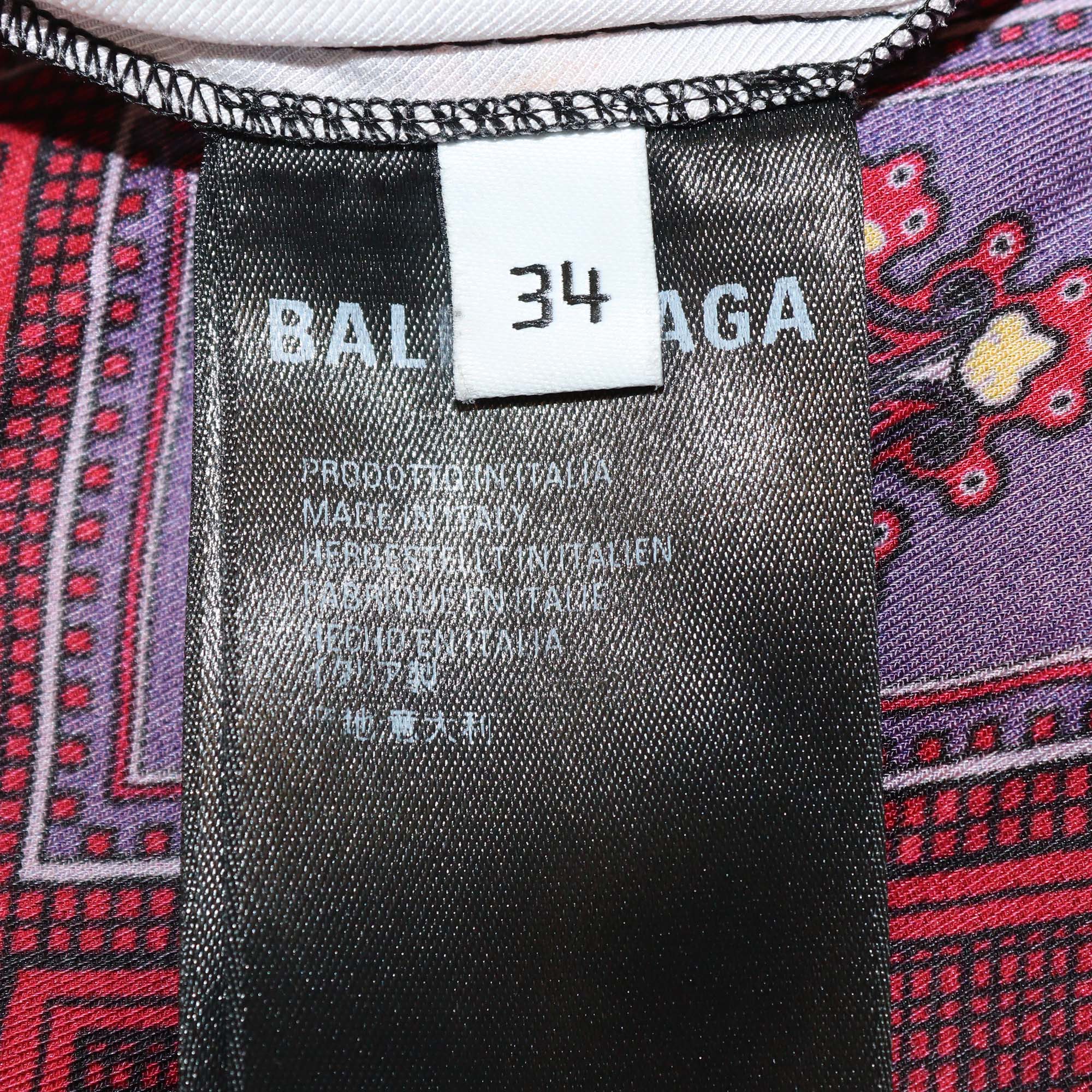 Balenciaga Multicolor Jersey Multi Print Pleated Midi Dress