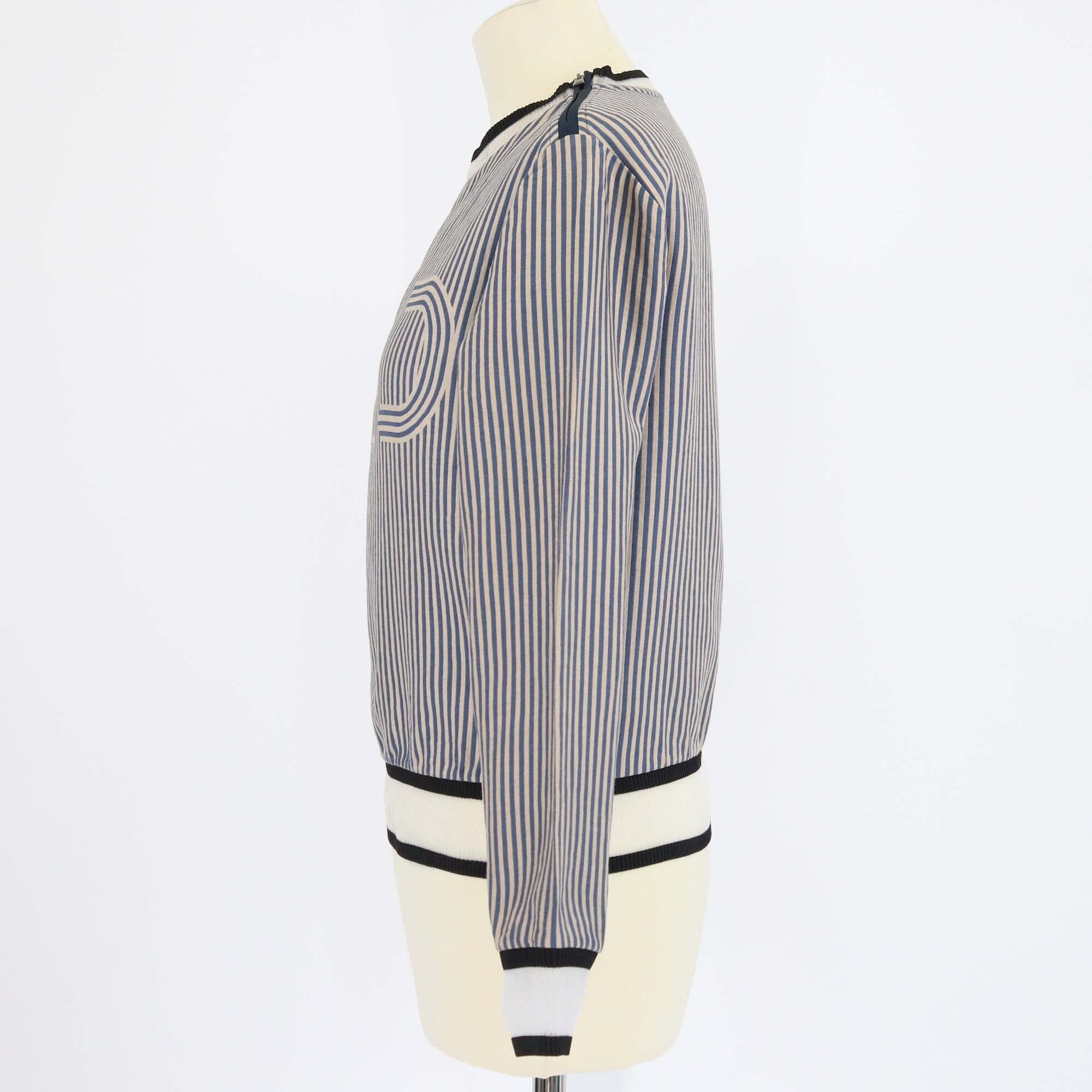 Fendi Blue/Beige Striped Long Sleeve Sweatshirt Womens Fendi 