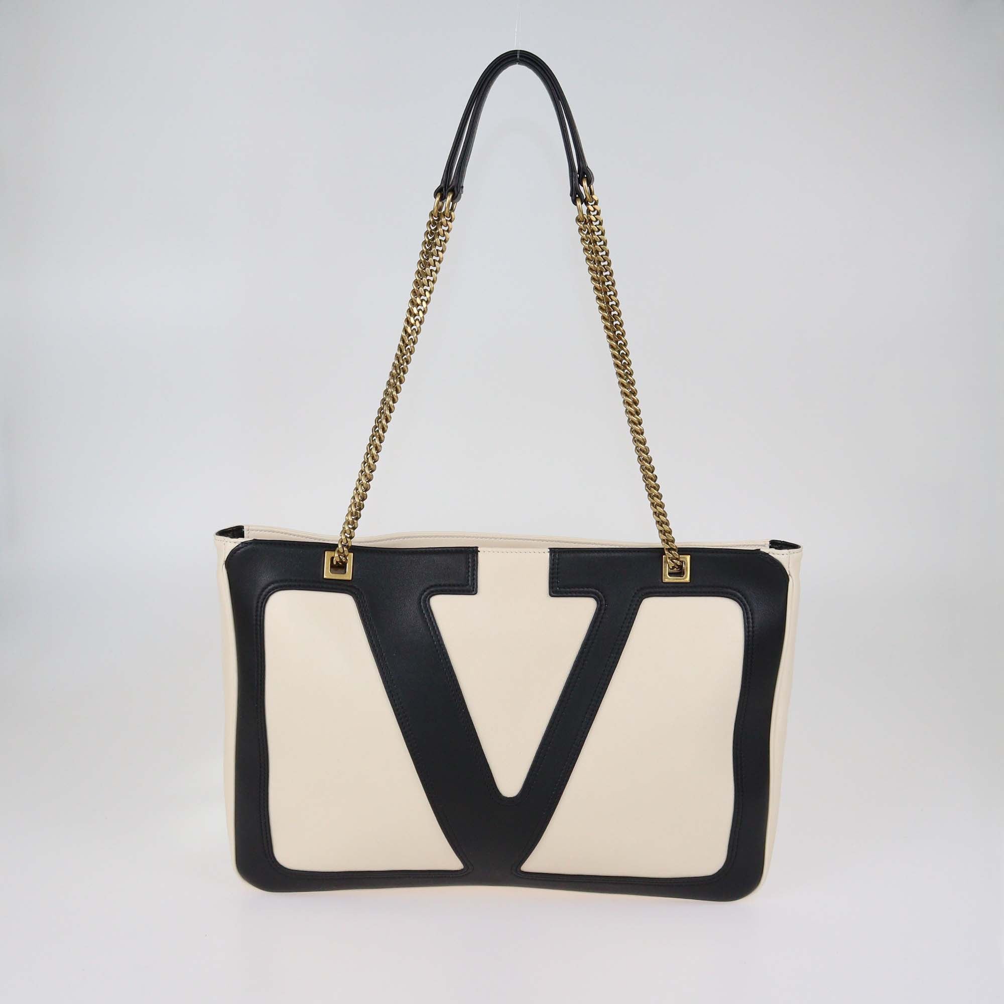 Valentino Butter/Black Medium Viva Superstar Shopper Tote