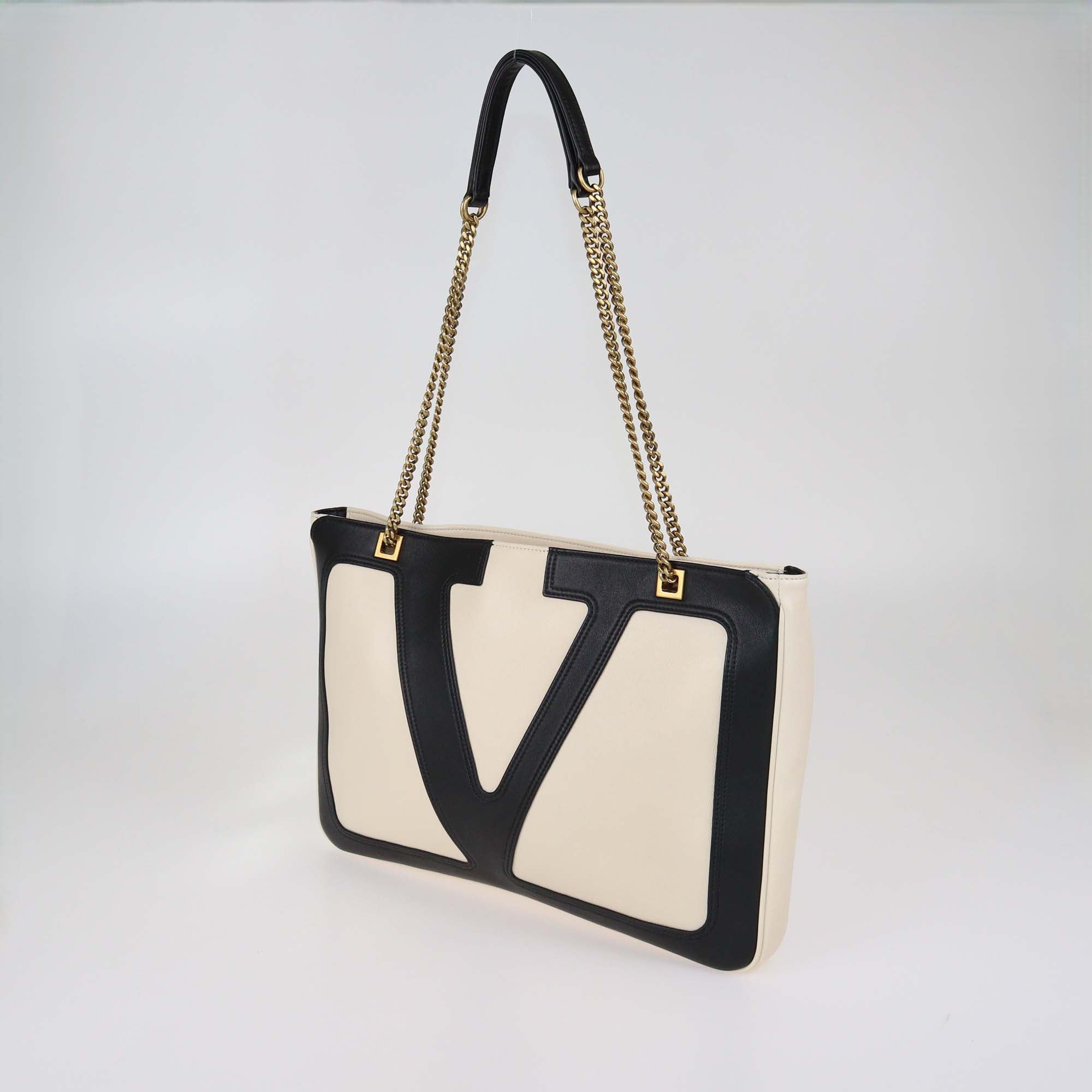 Valentino Butter/Black Medium Viva Superstar Shopper Tote