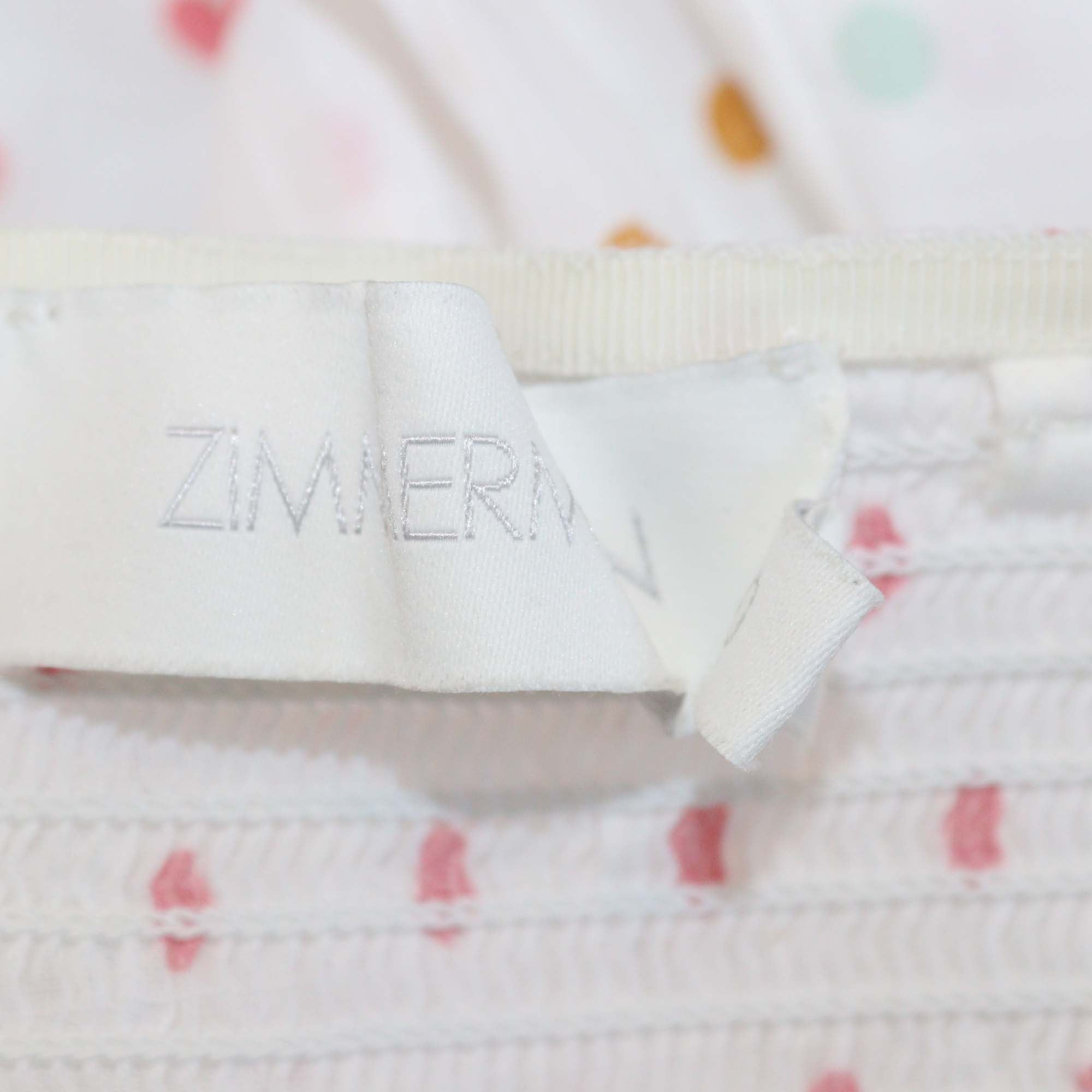 Zimmermann White/Multicolor Cotton Polka Dot Print Strapless Midi Dress