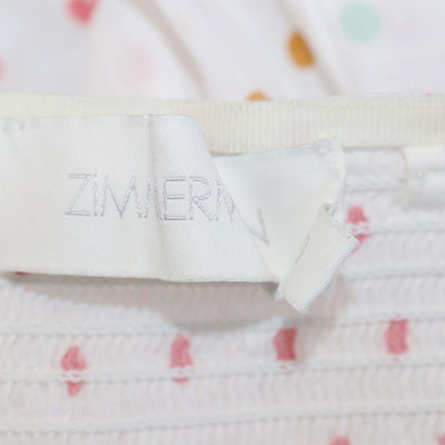 Zimmermann White/Multicolor Cotton Polka Dot Print Strapless Midi Dress