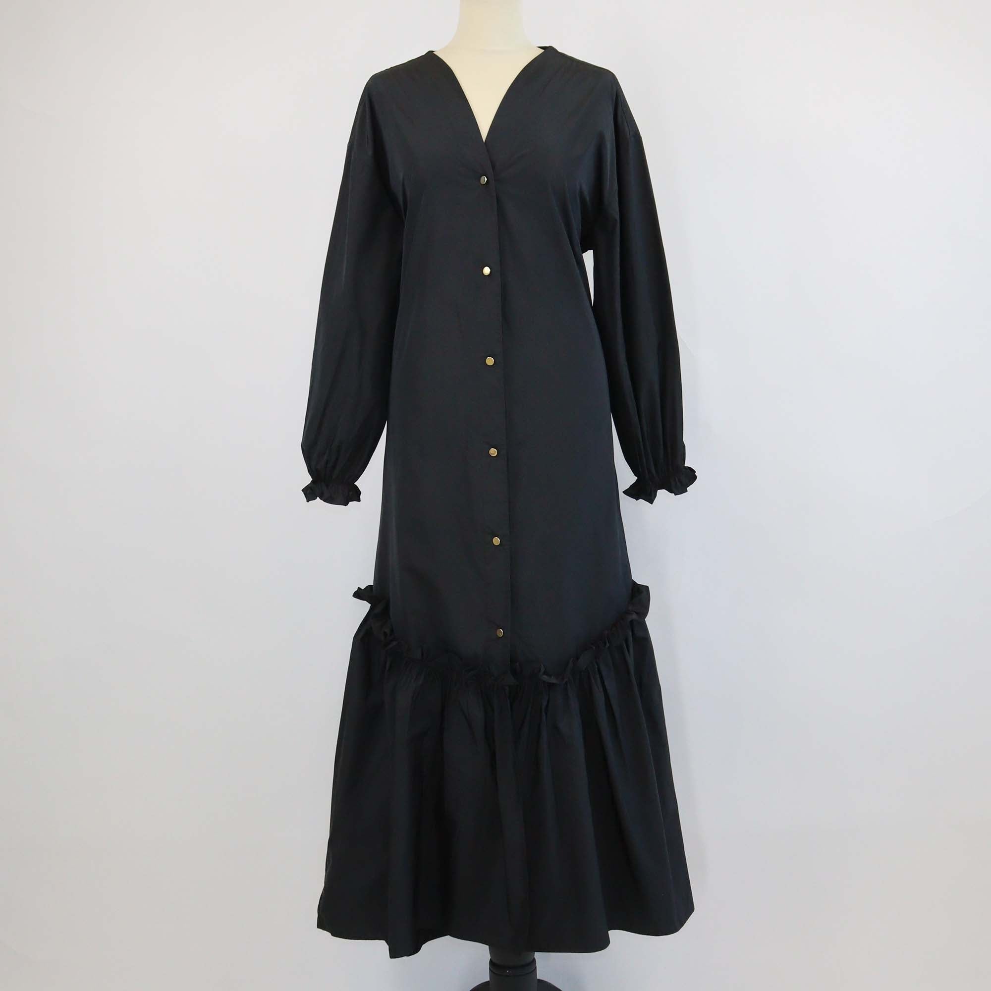 Brogger Black Puff Sleeve Ruffled Hilde Maxi Dress