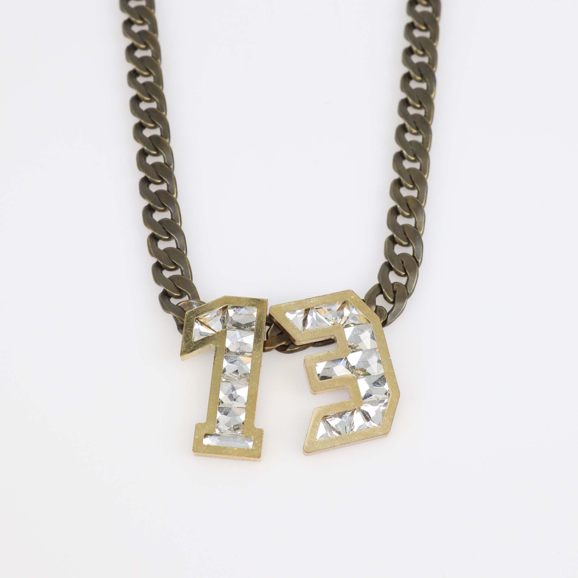 Lanvin Two-Tone Metal Chain Link 13 Crystal Choker Necklace