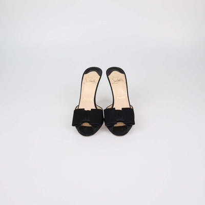 Christian Louboutin Black Satin Joli-Noeud Slide Sandals