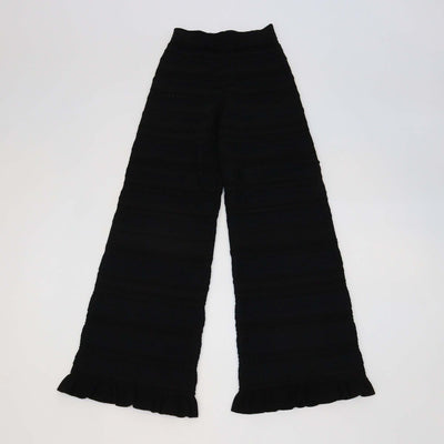 Sandro Black Blend Viscose Knitted Ruched Flared Pants