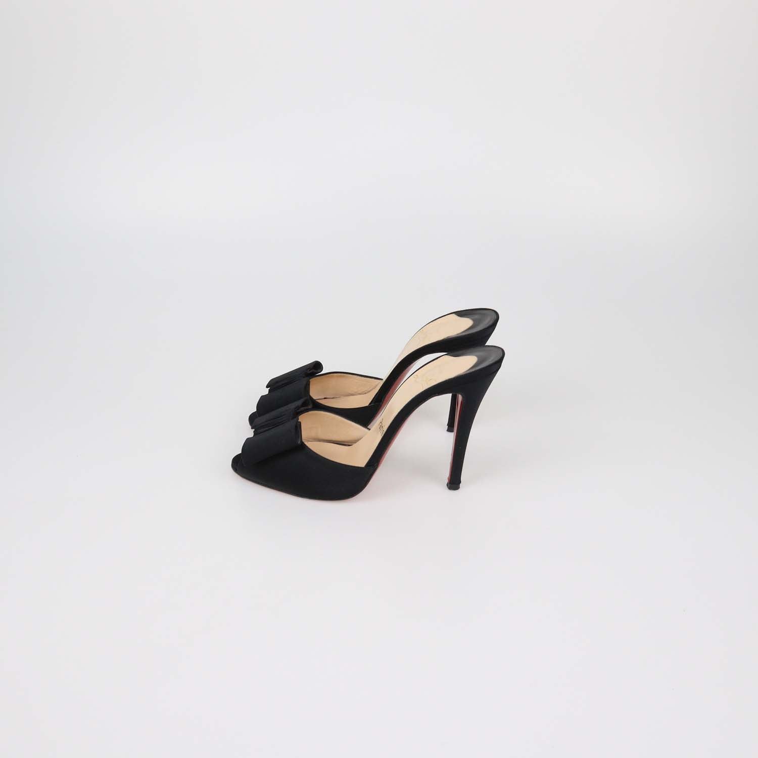 Christian Louboutin Black Satin Joli-Noeud Slide Sandals