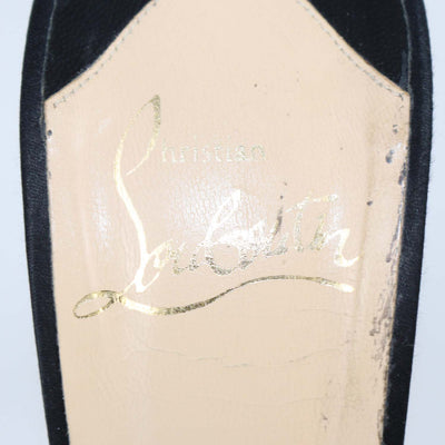 Christian Louboutin Black Satin Joli-Noeud Slide Sandals