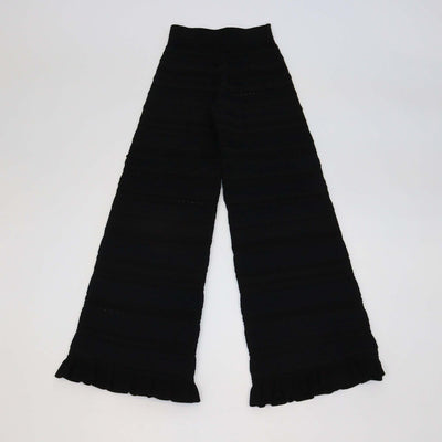Sandro Black Blend Viscose Knitted Ruched Flared Pants