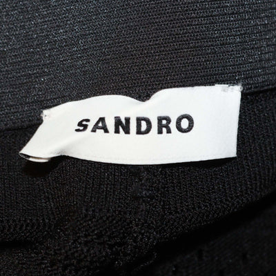 Sandro Black Blend Viscose Knitted Ruched Flared Pants
