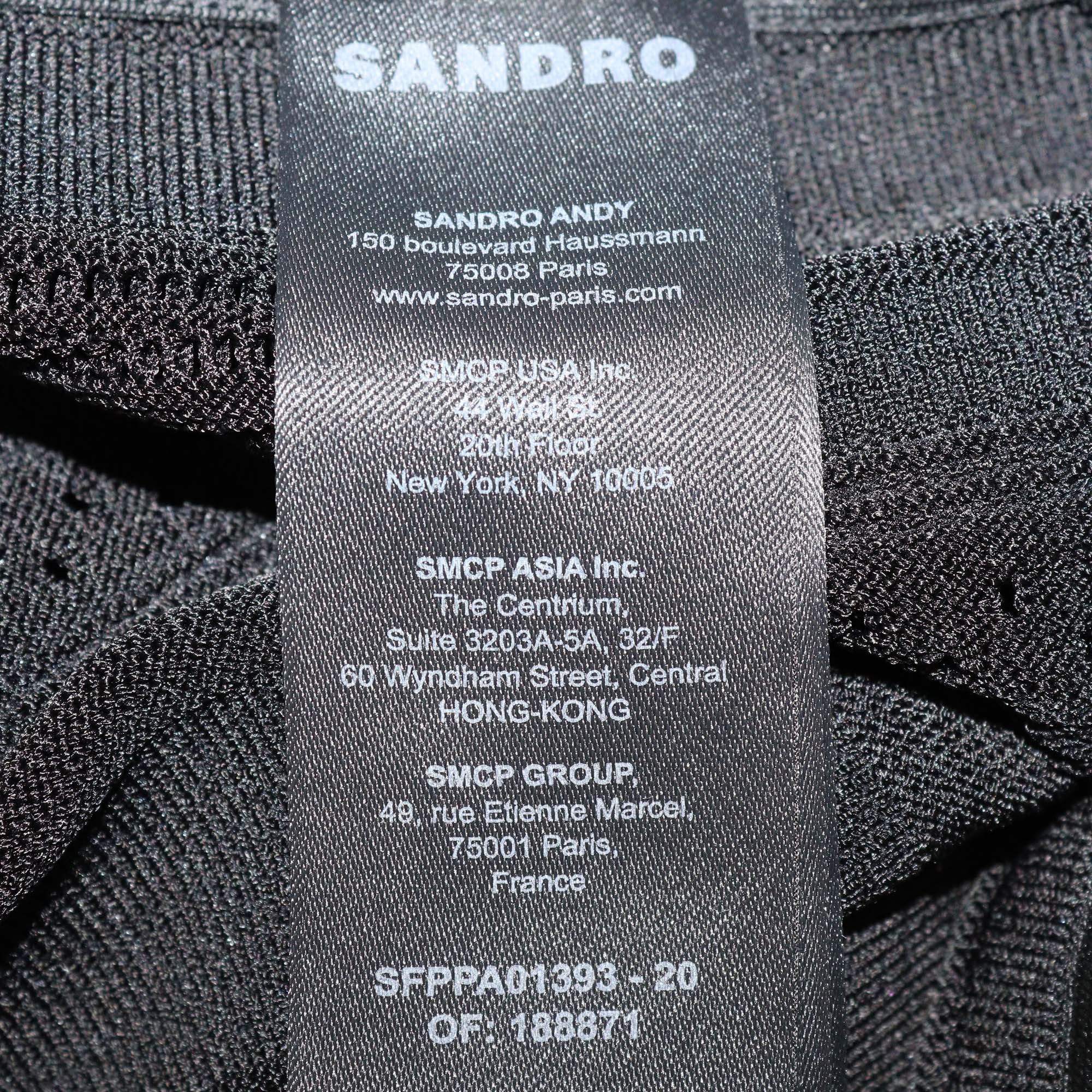 Sandro Black Blend Viscose Knitted Ruched Flared Pants