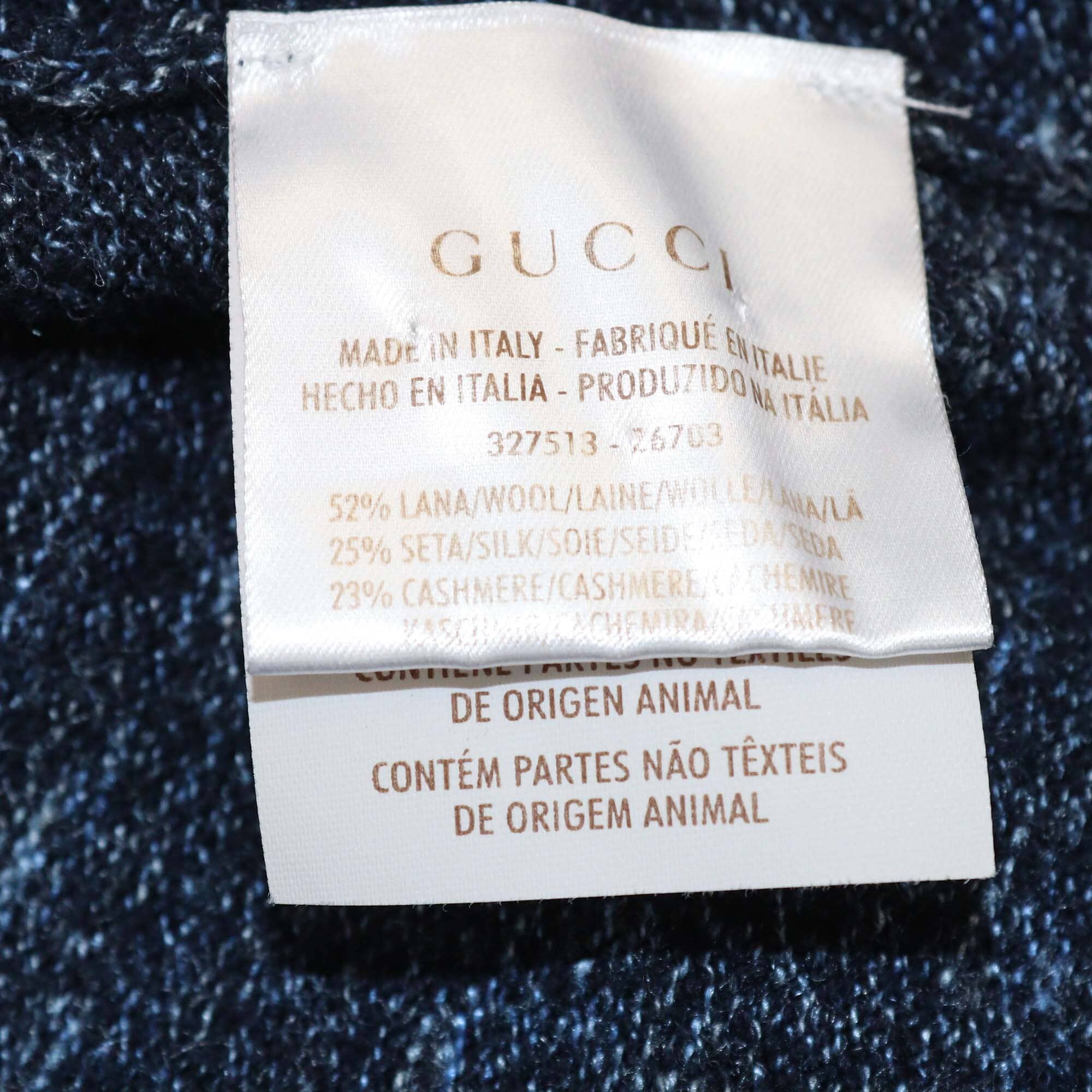 Gucci Navy Blue Knitted Long Sleeve Polo Sweater Mens Gucci 