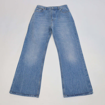 Paco Rabanne Washed Blue Denim Wide Leg Pants