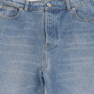 Paco Rabanne Washed Blue Denim Wide Leg Pants