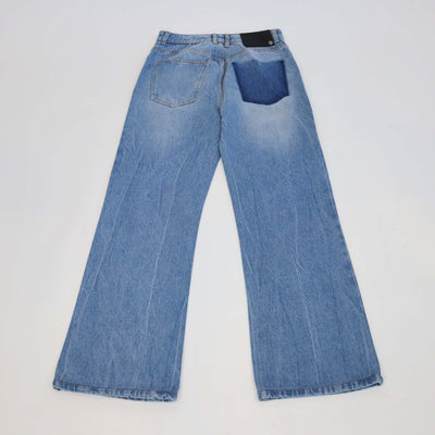 Paco Rabanne Washed Blue Denim Wide Leg Pants
