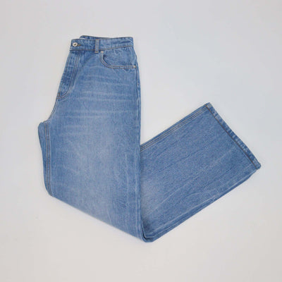 Paco Rabanne Washed Blue Denim Wide Leg Pants