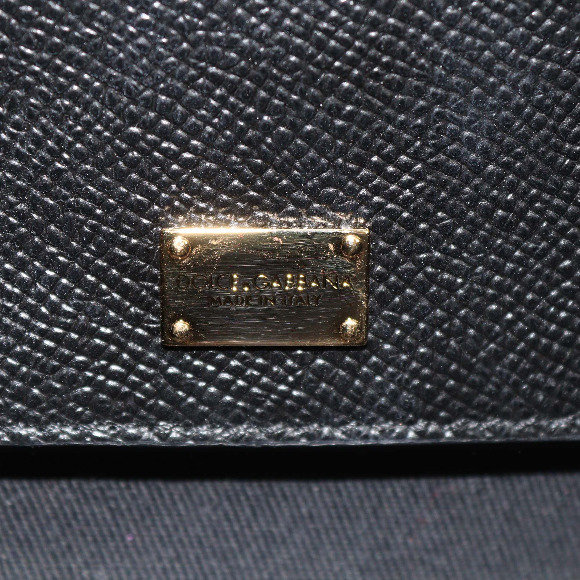 Dolce & Gabbana Black/White Polka Dot Leather Padlock Chain Clutch