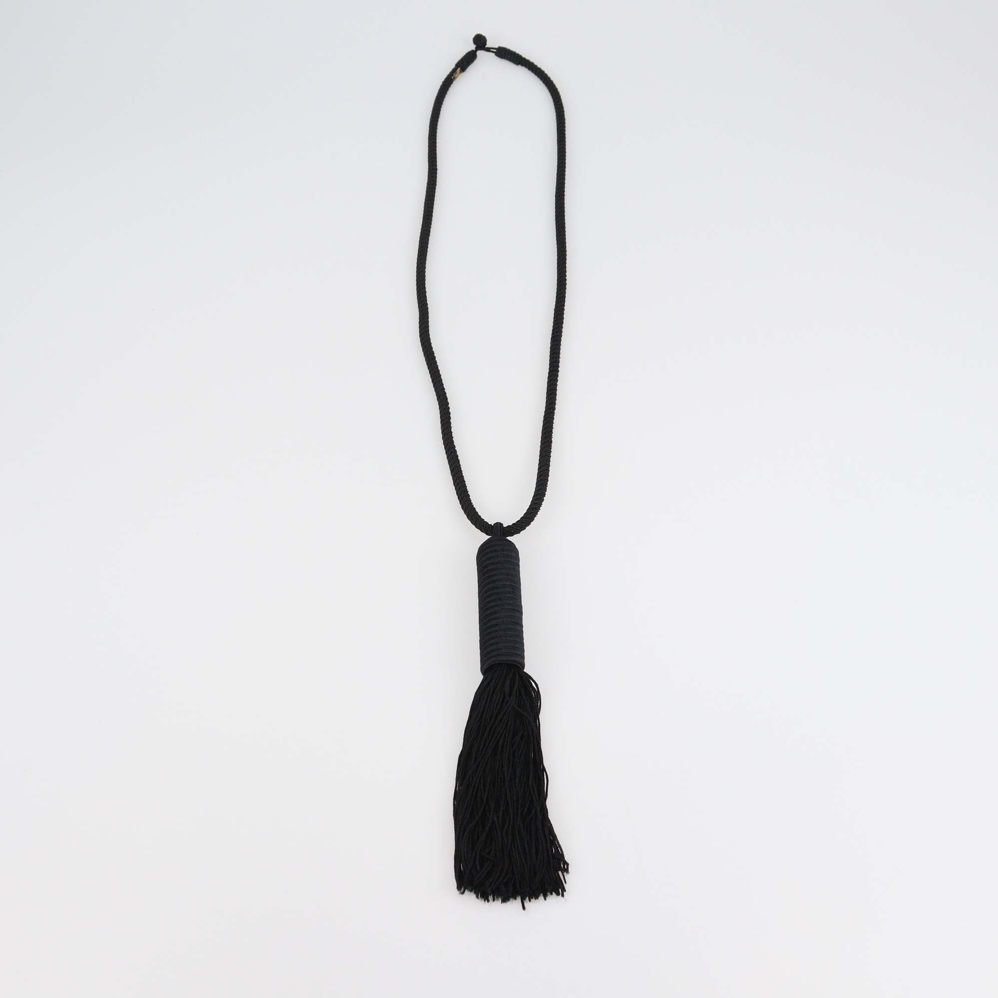 Saint Laurent Black Fabric Tassel Pendant Necklace