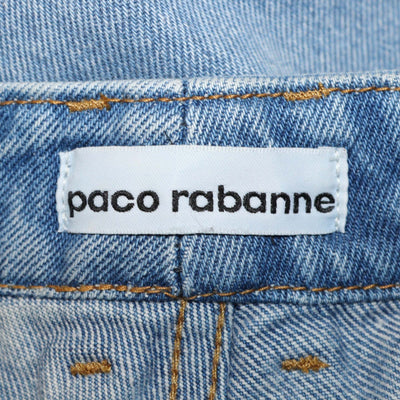 Paco Rabanne Washed Blue Denim Wide Leg Pants