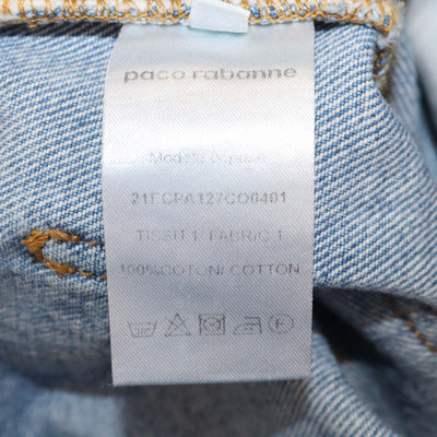 Paco Rabanne Washed Blue Denim Wide Leg Pants