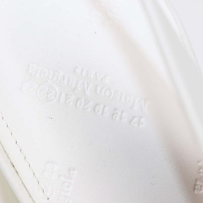 Maison Margiela White Leather Hologram Block Heel Tabi Slingback Pumps