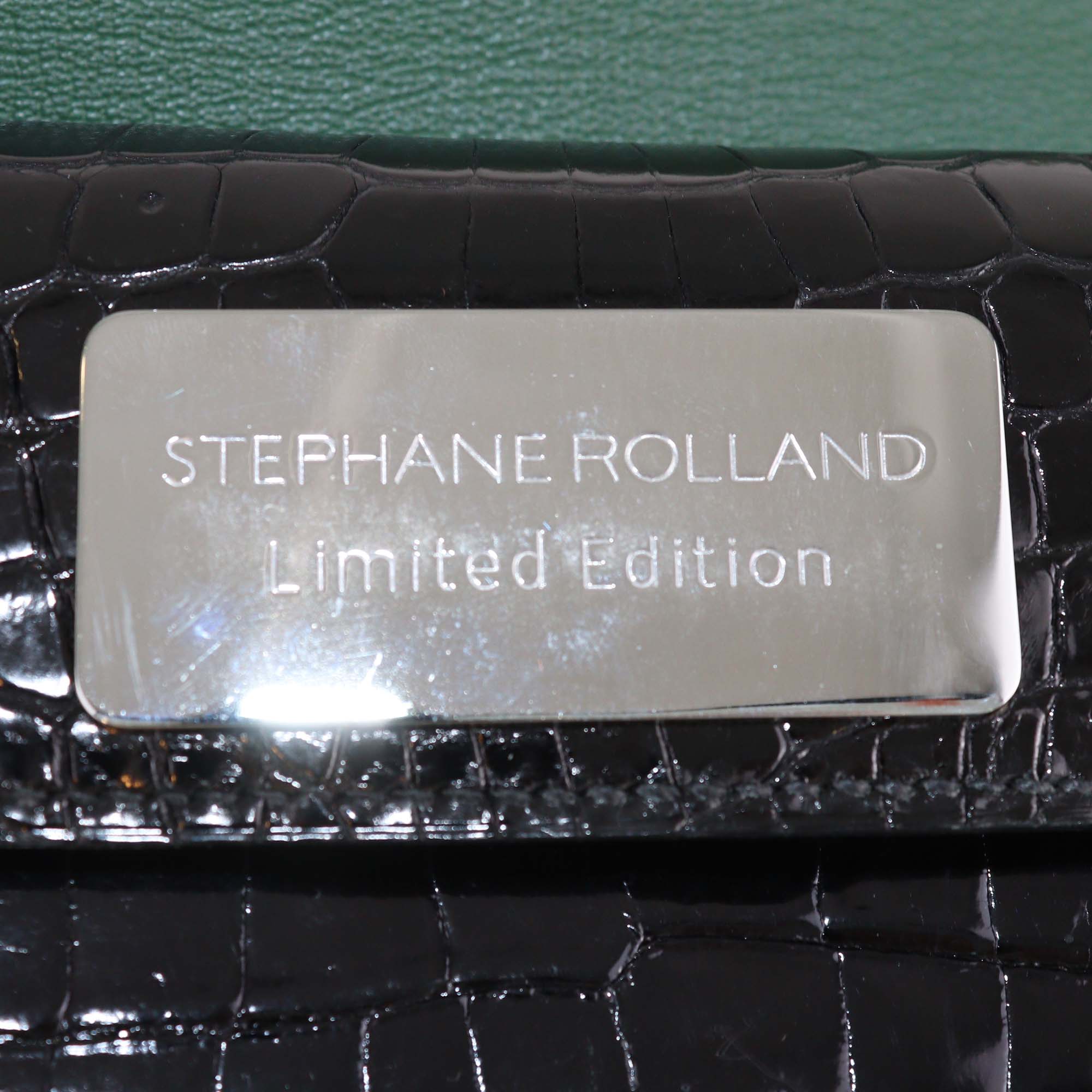 Stephane Rolland Black Crocodile Leather Crystal Limited Edition Talitha Clutch