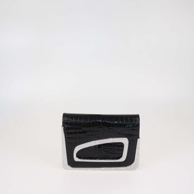 Stephane Rolland Black Crocodile Leather Crystal Limited Edition Talitha Clutch